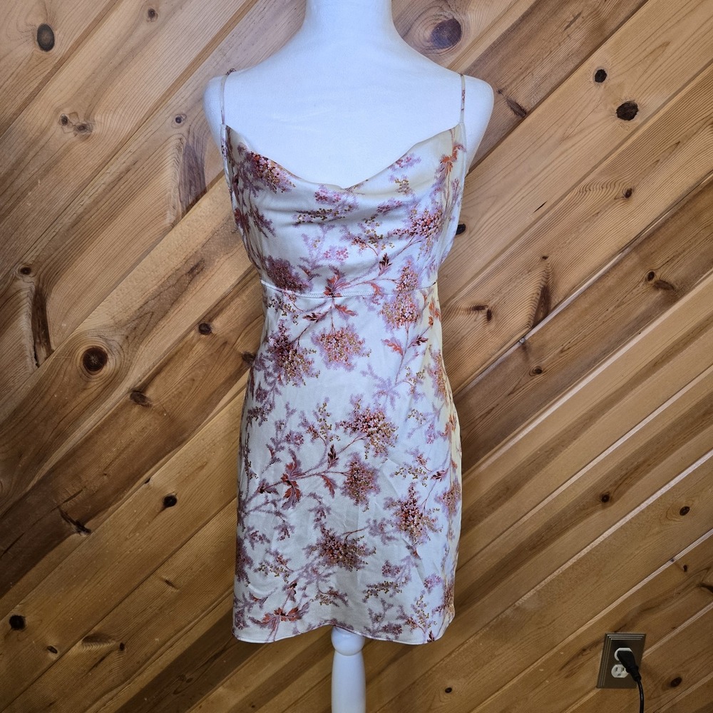 Victorias Secret‎ Satin Lingerie Slip Dress Floral Medium 2009 Cowl Neck Sexy